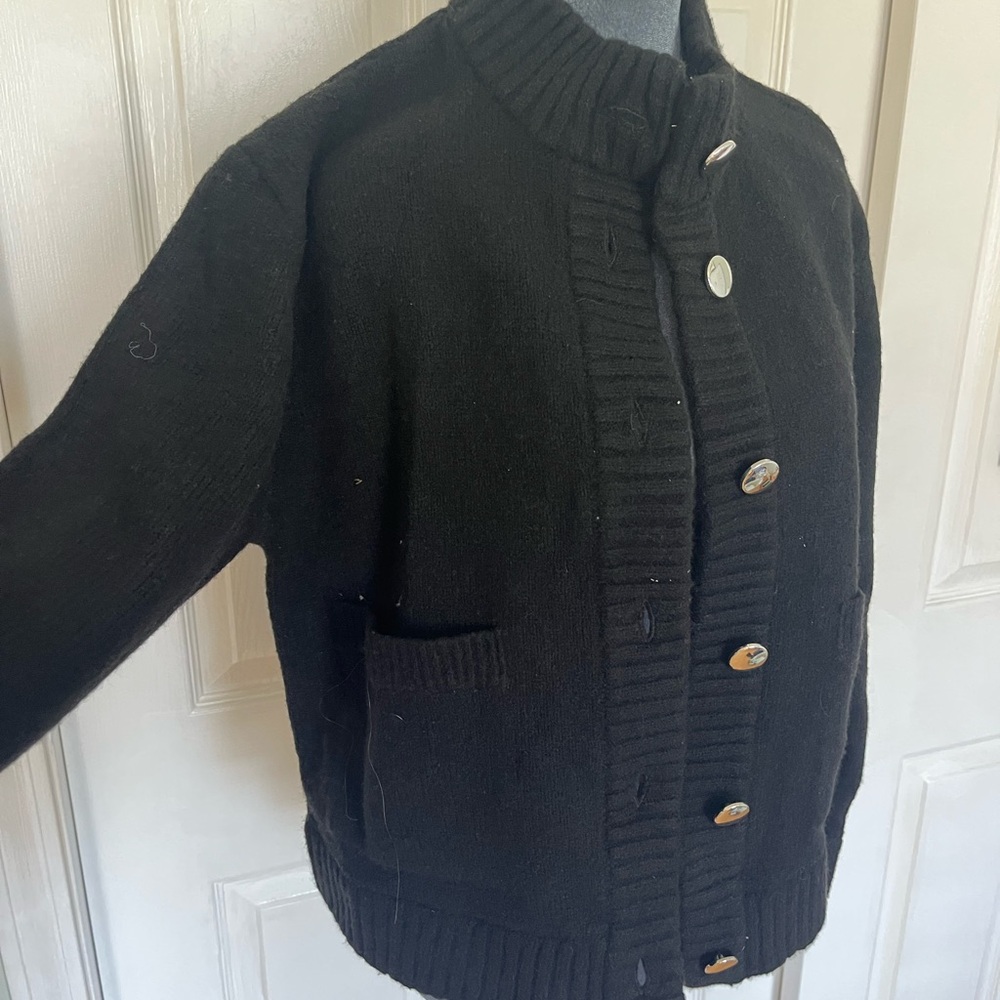 Primark Black Ribbed Collar Button Cardigan Jacket